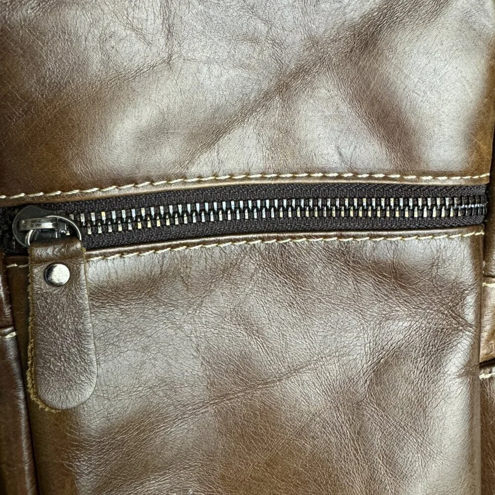 BULLCAPTAIN Genuine Leather Sling Bag Casual Shoulder Chest Crossbody